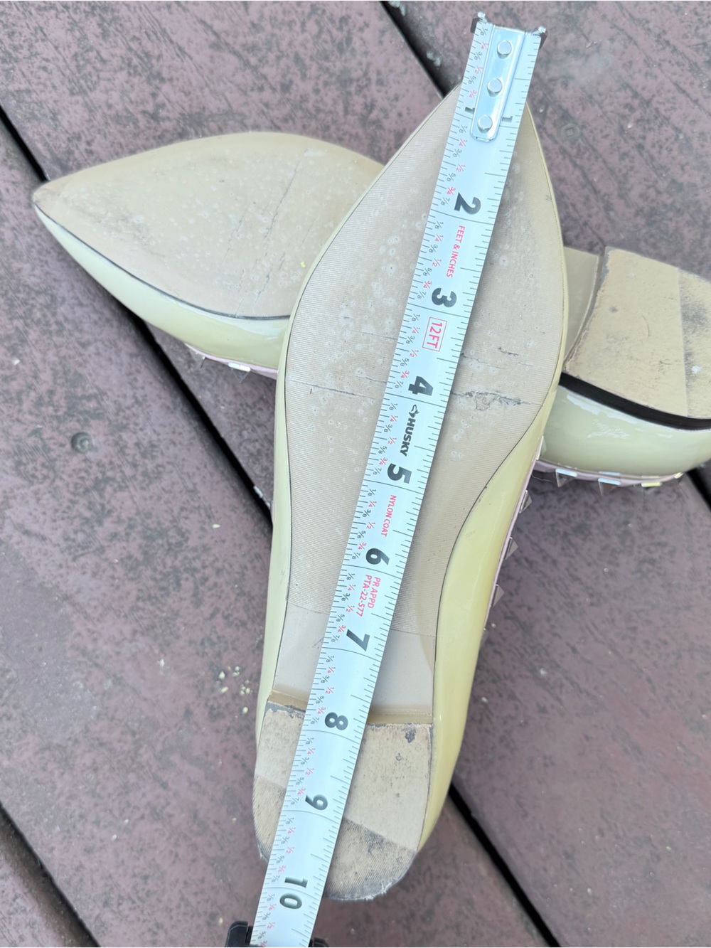 Valentino Garavani Rockstud Patent Leather Pointed Toe Ballet Flats EU 40 Nude - Picture 12 of 13